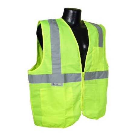 Radians Radians® SV2Z Economy Class 2 Solid Safety Vest W/ Zipper, Hi-Vis Green, 2XL - Pkg Qty 12 SV2ZGS2X